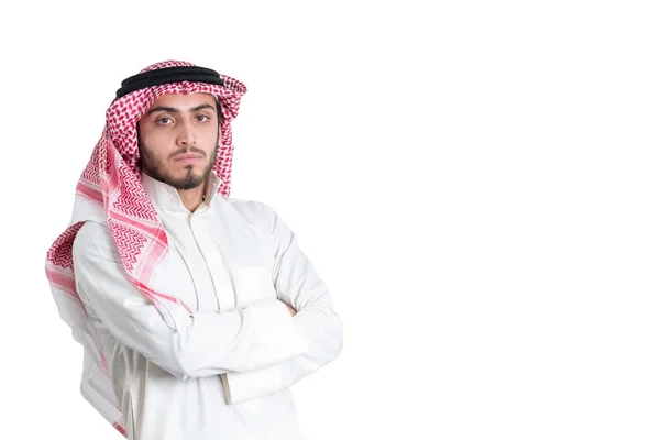 Jonge Arabische Zakenman Geïsoleerd Wit — Stockfoto