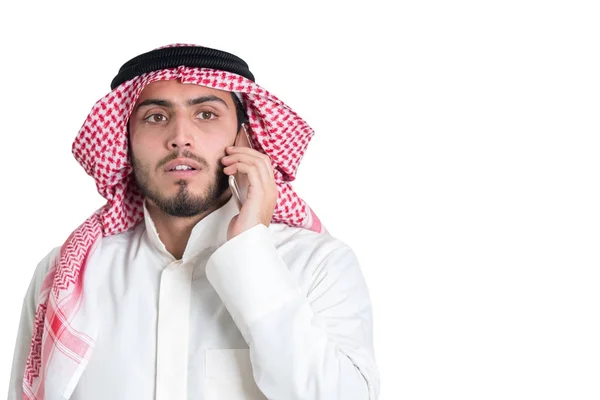 Giovane Uomo Affari Arabo Che Parla Telefono — Foto Stock
