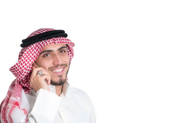 Jonge Arabische Zakenman Praten Aan Telefoon — Stockfoto