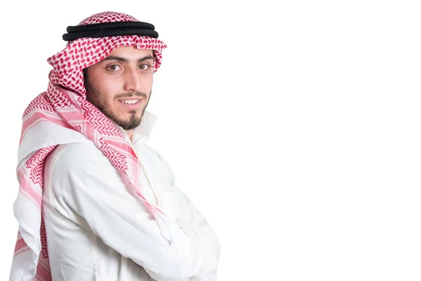 Mladí Arabové Podnikatel Izolované Bílém — Stock fotografie