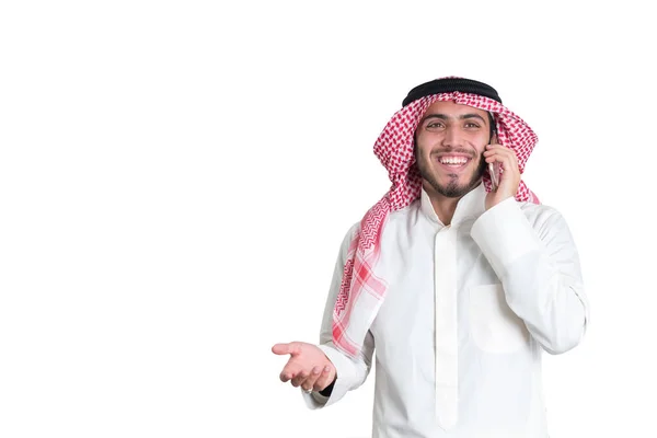 Unga Arabiska Affärsman Som Pratar Telefon — Stockfoto