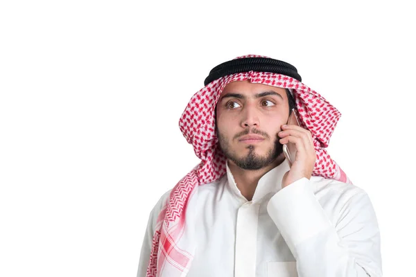 Jonge Arabische Zakenman Praten Aan Telefoon — Stockfoto