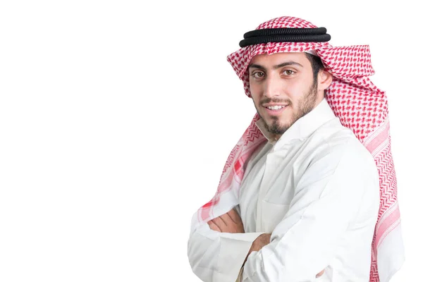 Młody Arab Biznesmen Białym Tle — Zdjęcie stockowe