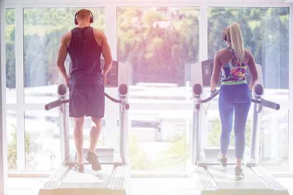Esporte Fitness Estilo Vida Tecnologia Conceito Pessoas Close Mulheres Homens — Fotografia de Stock