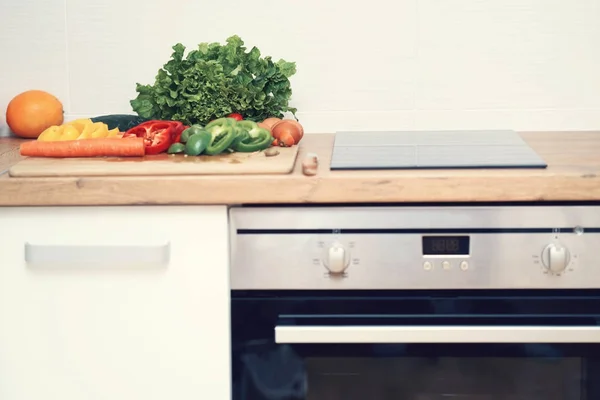 Las Hortalizas Frescas Para Ensalada Mesa Cocina — Foto de Stock