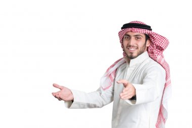 Genç Arap buisnisman. İzole. kavramsal