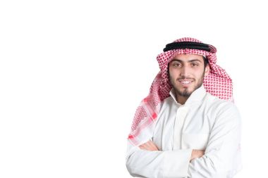 Genç Arap işadamı beyaz izole