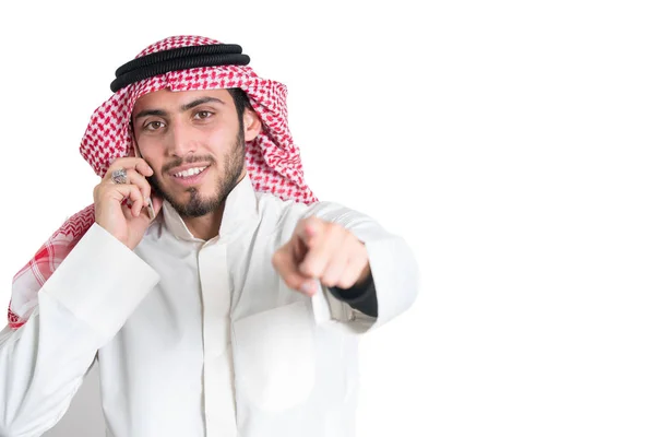 Fiatal Arab Üzletember Beszél Telefonon — Stock Fotó