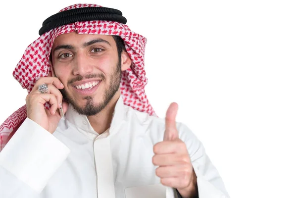 Joven Hombre Negocios Árabe Hablando Por Teléfono — Foto de Stock