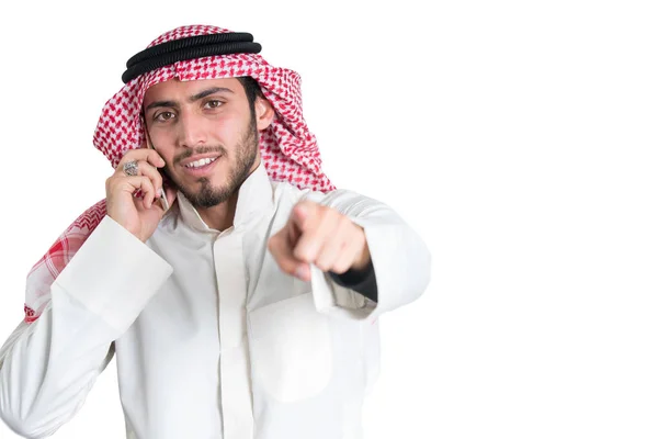 Pengusaha Muda Arab Berbicara Telepon — Stok Foto