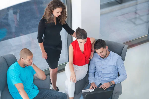 Photo Young Businessmans Crew Working New Startup Project Modern Coworking — Stock Photo, Image