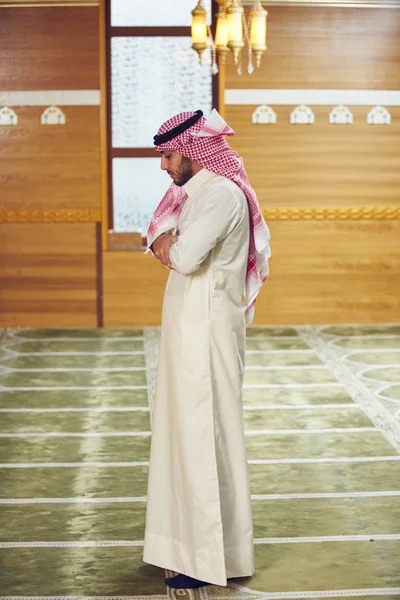 Religious Muslim Man Praying Mosque — Stock Photo, Image