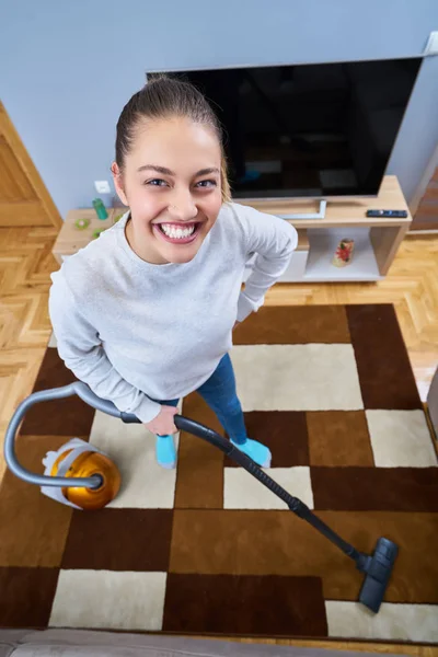Woman Who Cleans Floor House — Stock Photo, Image