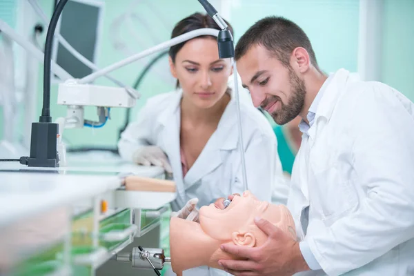 Dentures Oral Hygiene Prosthetics Hands While Working Denture False Teeth — Stock Photo, Image