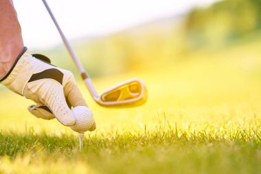 Golf sahasında golf topuna el atmak.              