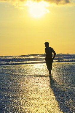 sörfçü günbatımı okyanus plaj bali Adası, Endonezya
