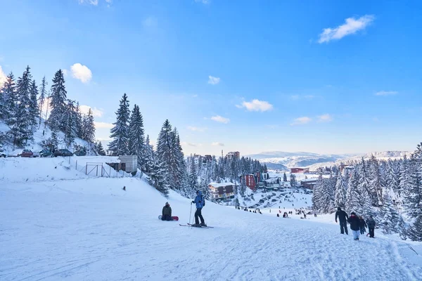Mountain Ski Slope Sunny Day Winter Mountain Landscape — Stock Photo, Image