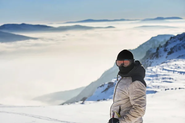 Tur Kayağı Adam Gündoğumu Sviçre Alpleri Nde Üst Ulaşan — Stok fotoğraf