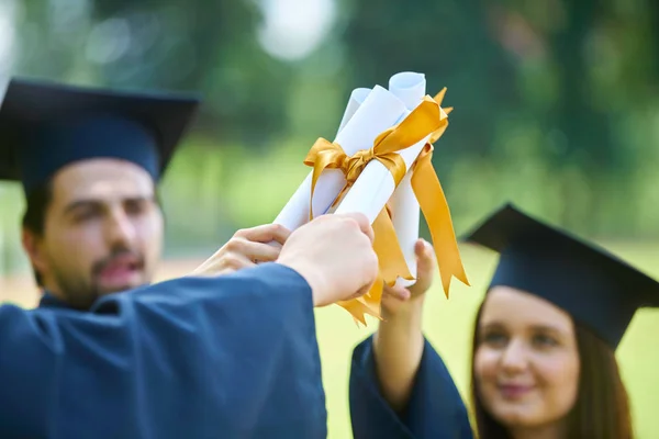 Education Graduation People Concept Group Happy International Students Mortar Boards Stock Picture