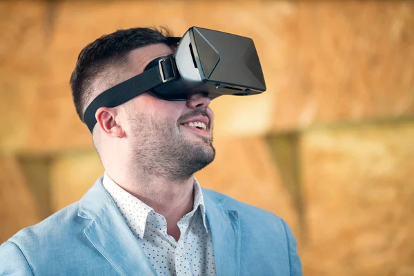 Guy having fun with VR glasses