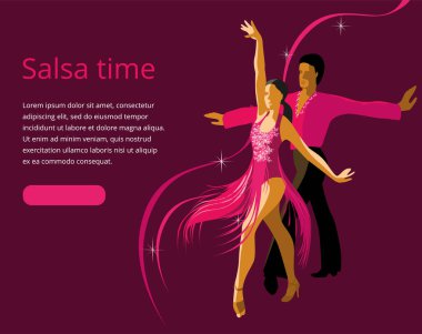 Dans eden güzel çift Latin Amerika salsa dansı.