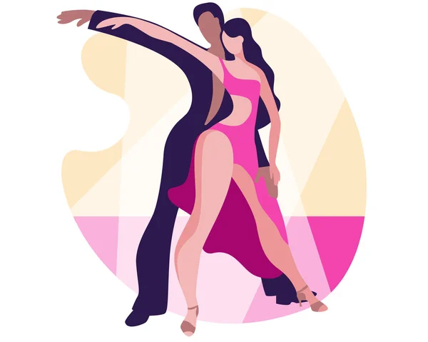 Piękna para tańczy latynoamerykański taniec Rumby. — Wektor stockowy