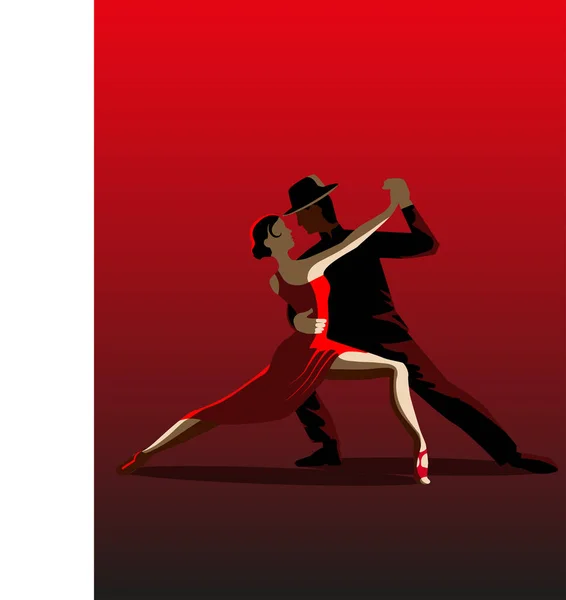 Hermosa pareja bailando tango. Una mujer con un vestido rojo y un hombre  con un traje negro y sombrero. vector, gráfico vectorial © JUVART imagen  #407148914