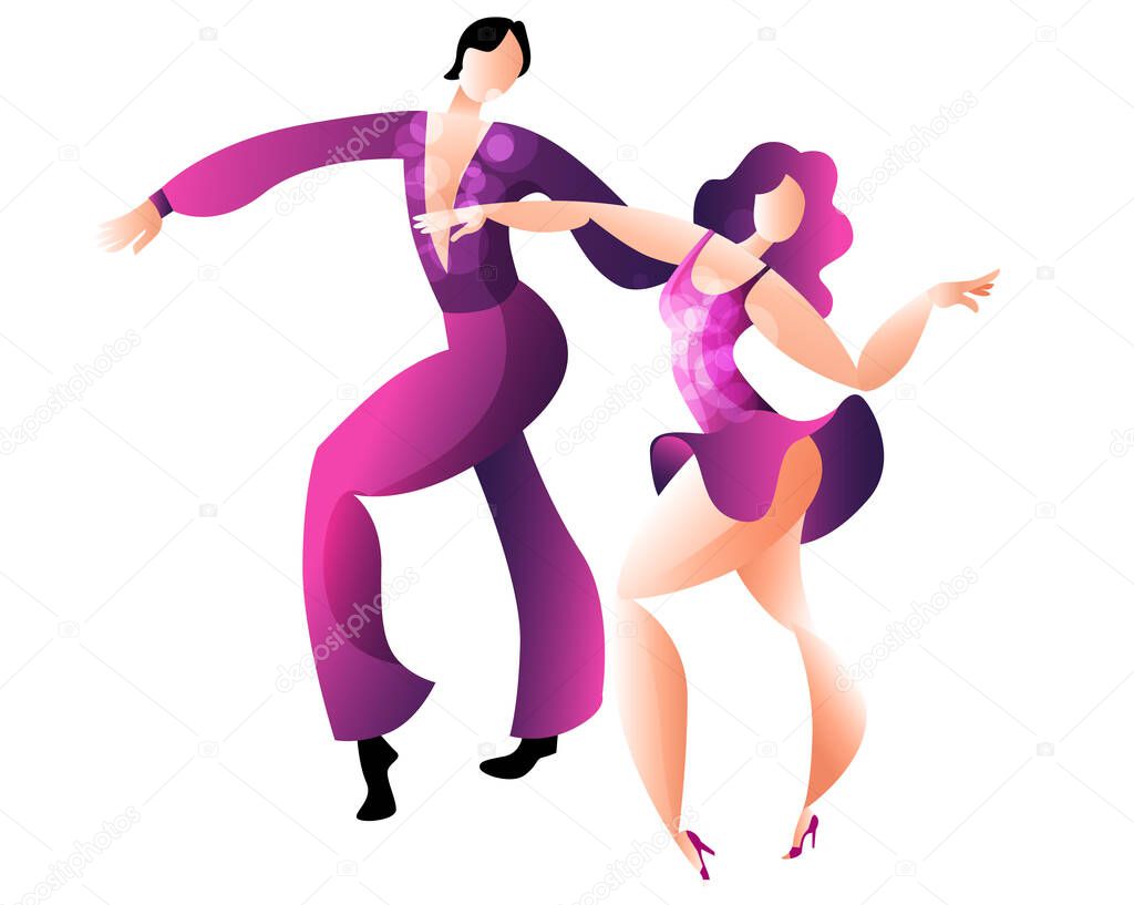 Beautiful couple dancing Latin American dance of samba.