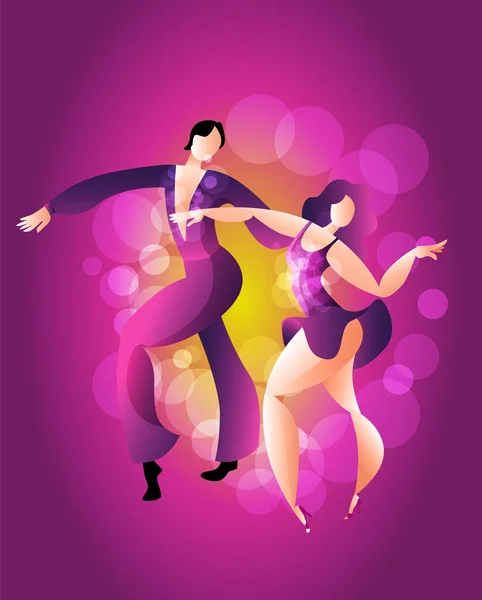 Красивая пара танцует латиноамериканский танец самбы. — стоковый вектор