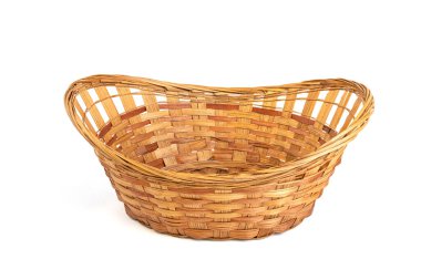 wicker fruit baskets isolated on white background