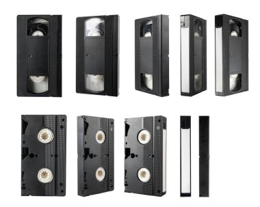 Beyaz arka planda izole edilmiş filmleri izlemek için video kaset, video kaset.
