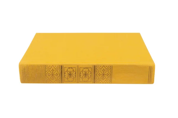 Κίτρινο Βιβλίο Υφασμάτινο Κάλυμμα Λευκό Απομονωμένο Φόντο — Φωτογραφία Αρχείου
