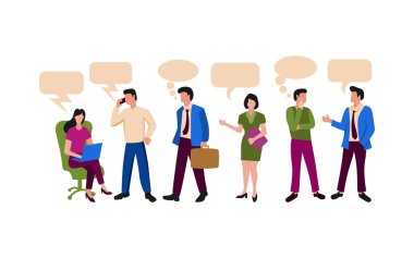 İş ve takım çalışmasıyla ilgili ofis illüstrasyonunda çalışan kişiler