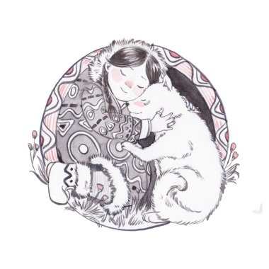 suluboya etnik kız ve köpek