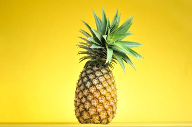 Parlak sarı arka planda ananas. Taze ananas.