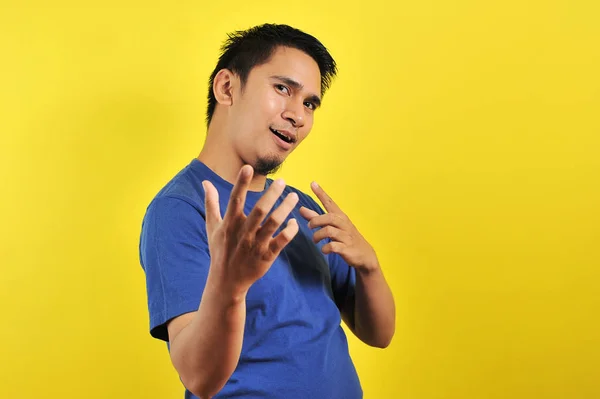 Young asian man happy and excited expressing winning gesture. Successful and celebrating — Stock Photo, Image