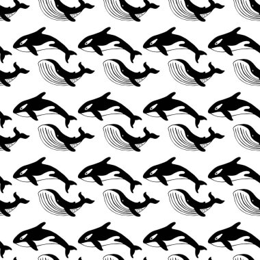 Balina ve katil balina, çizilmiş mürekkep.