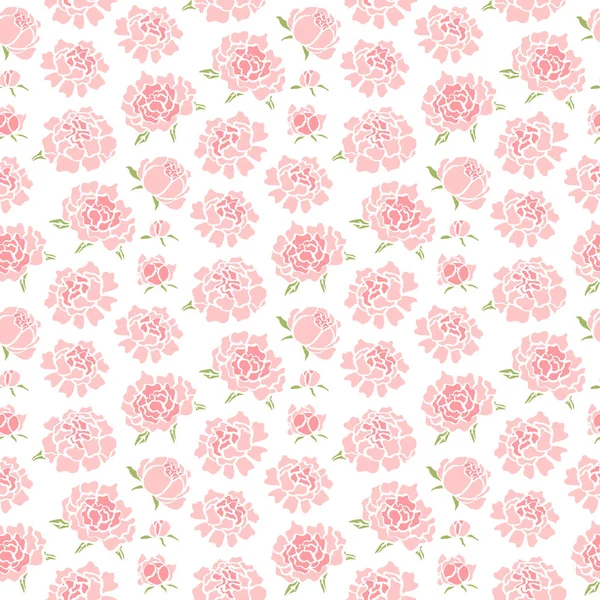 Seamless pattern with cute peonies — Stock Vector