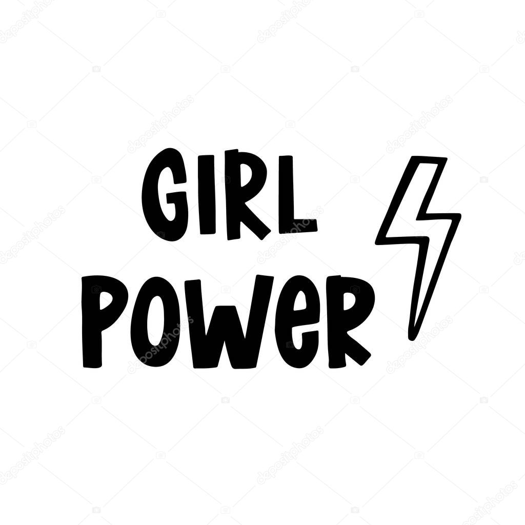 Girl power. The inscription  hand-drawing with lightning of  ink on a white background. 