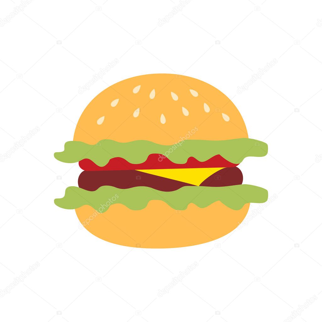 Icon hamburger, painted in flat style on a white background