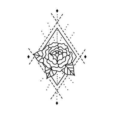 Çiçek Şakayık, dövme rhombus ve soyutlama tarzı boyanmış.