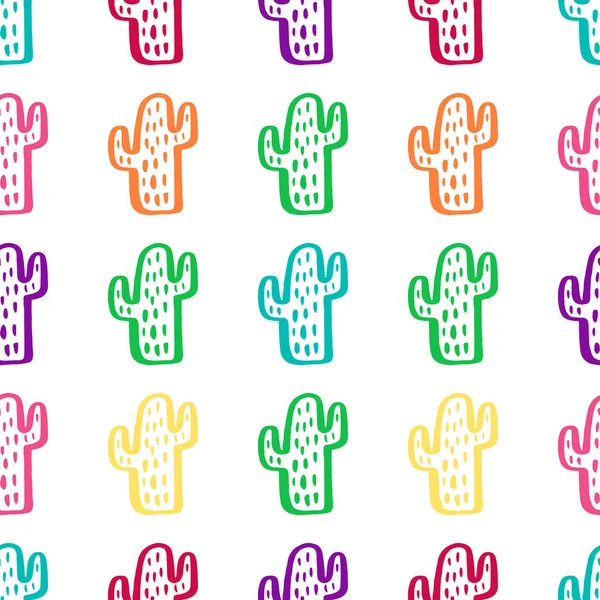 Colorful seamless pattern with cactus. — Stock Vector