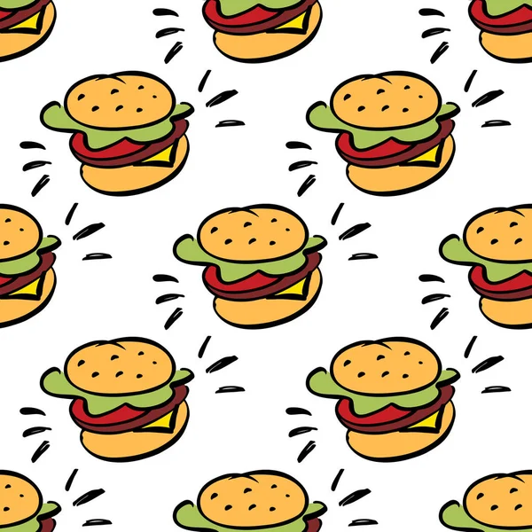 Modèle sans couture avec hamburger . — Image vectorielle