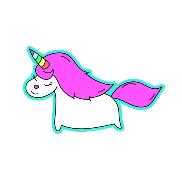 Unicornio con cuerno de arco iris sobre fondo blanco . — Archivo Imágenes Vectoriales