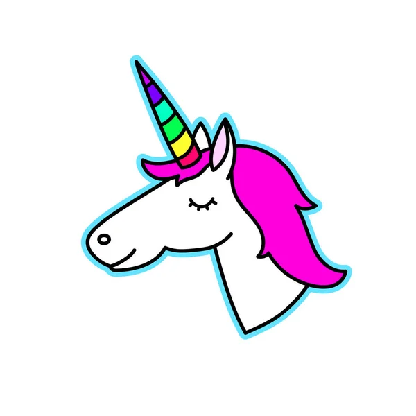 Unicornio con cuerno de arco iris sobre fondo blanco . — Archivo Imágenes Vectoriales