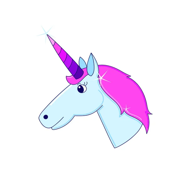 Unicorno con corno su sfondo bianco . — Vettoriale Stock