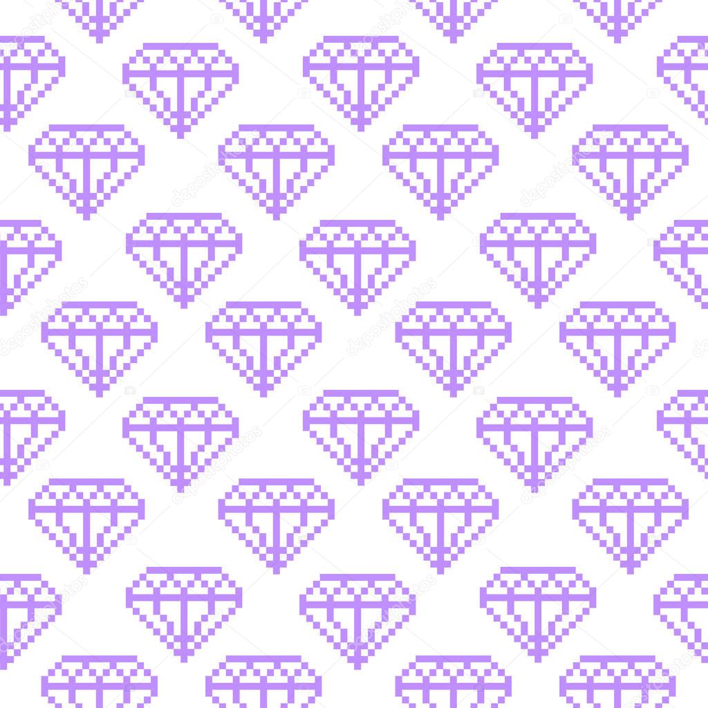 Seamless pattern with a purple daimond