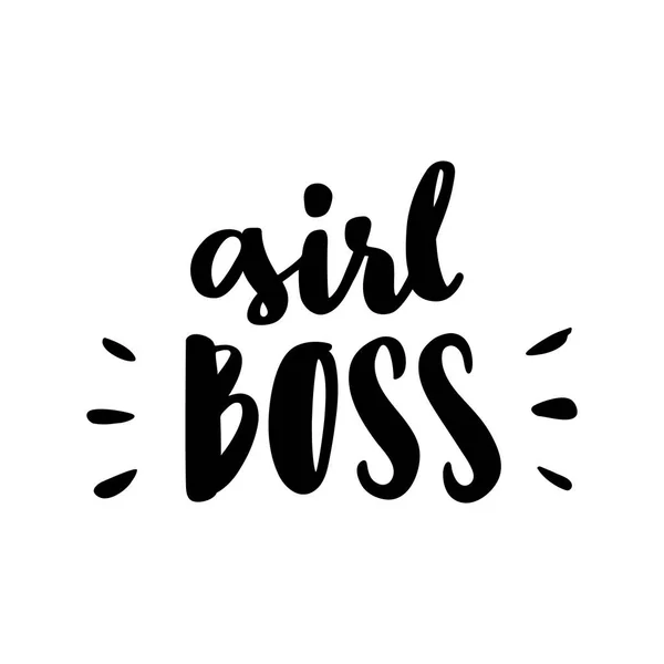 La citation calligraphique "Girl boss" manuscrite à l'encre noire sur fond blanc . — Image vectorielle