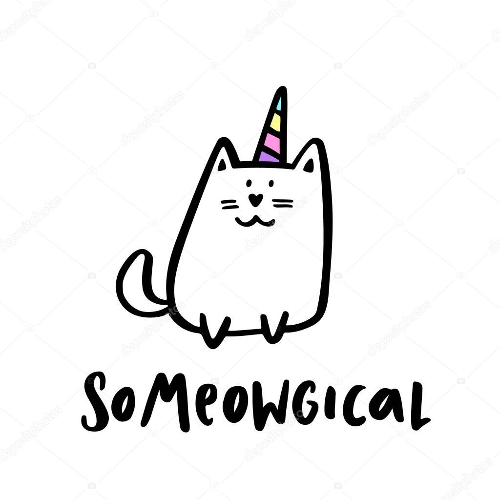 Cute image of a cat with a horn unicorn.