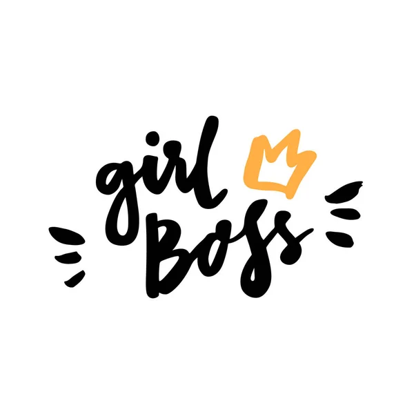 La citation calligraphique "Girl boss" manuscrite à l'encre noire sur fond blanc . — Image vectorielle